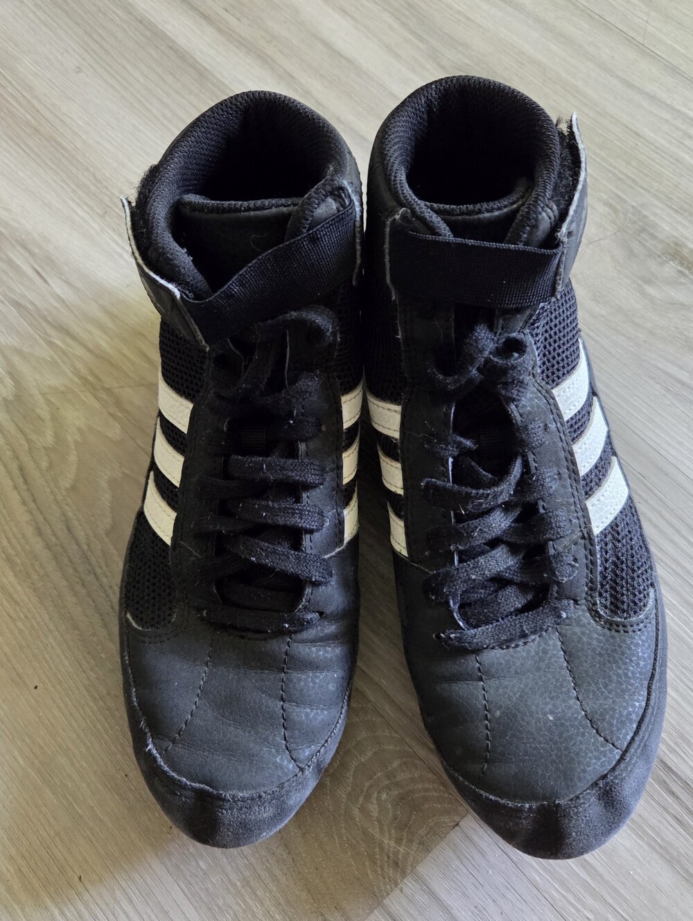 Adidas HVC AQ3325 Men's US 5.5‎ Black/White Suede Mesh Lace Up Wrestling Shoes - Picture 4 of 12